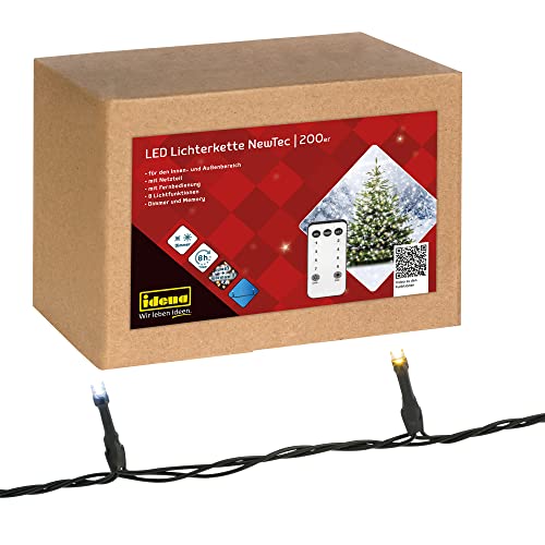 Idena 31269 - LED Lichterkette mit 200 LEDs in Weiß und Warmweiß, 8 Stunden Timer Funktion, Dimmer und Memoryeinstellungen, ca. 27,9 m lang, zum Basteln, als Party Deko, Weihnachtsdeko, Hochzeit Idena 31269 - LED Lichterkette mit 200 LEDs in Weiß und Warmweiß, 8 Stunden Timer Funktion, Dimmer und Memoryeinstellungen, ca. 27,9 m lang, zum Basteln, als Party Deko, Weihnachtsdeko, Hochzeit von Idena