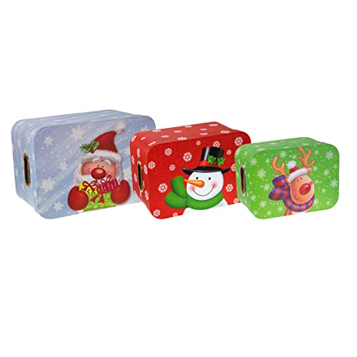Idena 31481 - Geschenkboxen Set Weihnachten, 3 Stück, Motive Schneemann, Rentier und Santa, Weihnachten, Geschenkverpackung von Idena