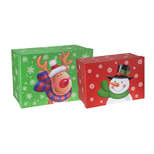 Idena 31482 - Geschenkboxen Set Weihnachten, 2 Stück, Motive Schneemann und Rentier, Weihnachten, Geschenkverpackung von Idena