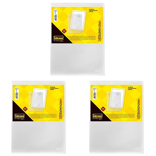 Idena 376006 - Sichthülle DIN A4, genarbt, dokumentenecht, Folienstärke 90µ, 10 Stück (Packung mit 3) von Idena