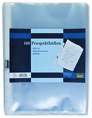 Idena 376010 Prospekthüllen (DIN A4, dokumentenecht, 10 x 100 Stück, glasklar) von Idena
