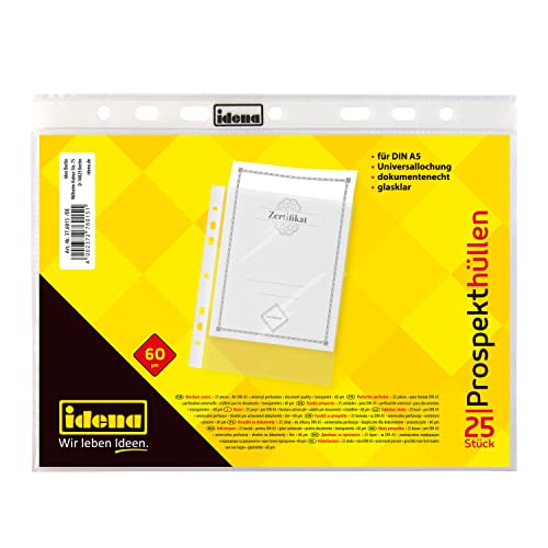 Idena 376015 - Prospekthülle DIN A5 Format, glasklar, aus PP-Folie, 60µ, 25 Stück Idena 376015 - Prospekthülle DIN A5 Format, glasklar, aus PP-Folie, 60µ, 25 Stück von Idena