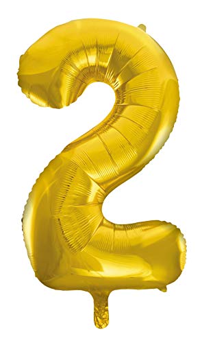 Idena 38227 - Folienballon Zahl, Größe ca. 55 x 110 cm, Gold, ungefüllt, für Helium und Luft geeignet, Zahlenballon, Lebensjahr, Jubiläum, Geburtstag, Geschenk, Dekoration, Party von Idena