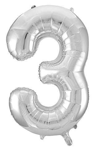Idena 38228 - Folienballon Zahl, Größe ca. 60 x 110 cm, Silber, ungefüllt, für Helium und Luft geeignet, Zahlenballon, Lebensjahr, Jubiläum, Geburtstag, Geschenk, Dekoration, Party von Idena