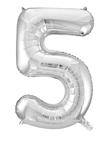 Idena 38230 - Folienballon Zahl, Größe ca. 60 x 110 cm, Silber, ungefüllt, für Helium und Luft geeignet, Zahlenballon, Lebensjahr, Jubiläum, Geburtstag, Geschenk, Dekoration, Party von Idena