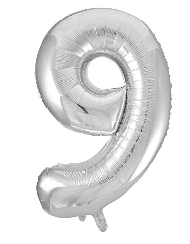 Idena 38234 - Folienballon Zahl, Größe ca. 65 x 105 cm, Silber, ungefüllt, für Helium und Luft geeignet, Zahlenballon, Lebensjahr, Jubiläum, Geburtstag, Geschenk, Dekoration, Party von Idena