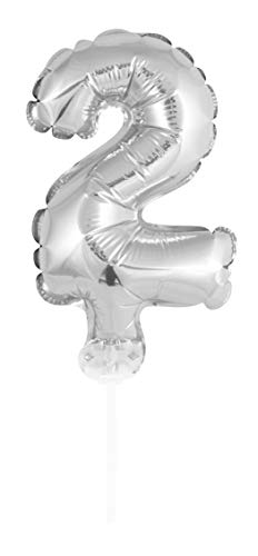 Idena 38237 - Folienballon Zahl mit Stab, Größe ca. 8 x 13 cm, Silber, ungefüllt, für Luft geeignet, Zahlenballon, Lebensjahr, Jubiläum, Geburtstag, Geschenk, Dekoration, Party Idena 38237 - Folienballon Zahl mit Stab, Größe ca. 8 x 13 cm, Silber, ungefüllt, für Luft geeignet, Zahlenballon, Lebensjahr, Jubiläum, Geburtstag, Geschenk, Dekoration, Party von Idena