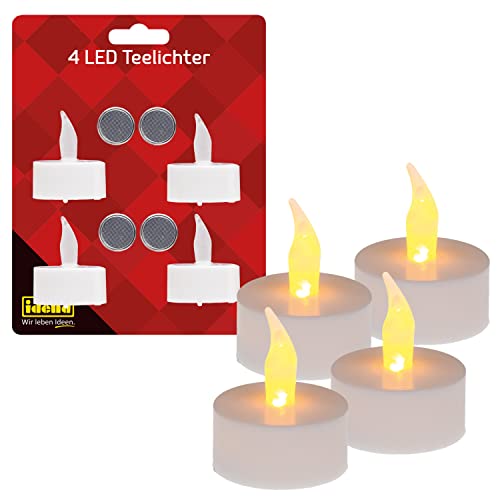 Idena 408998 - LED Teelichter, 4 Stück in Warmweiß, elektrische Kerzen mit flackerndem Licht, inkl. Batterien, Deko für Innen, Party Deko, Weihnachtsdeko, Osterdeko, zur Hochzeit, Stimmungslicht Idena 408998 - LED Teelichter, 4 Stück in Warmweiß, elektrische Kerzen mit flackerndem Licht, inkl. Batterien, Deko für Innen, Party Deko, Weihnachtsdeko, Osterdeko, zur Hochzeit, Stimmungslicht von Idena