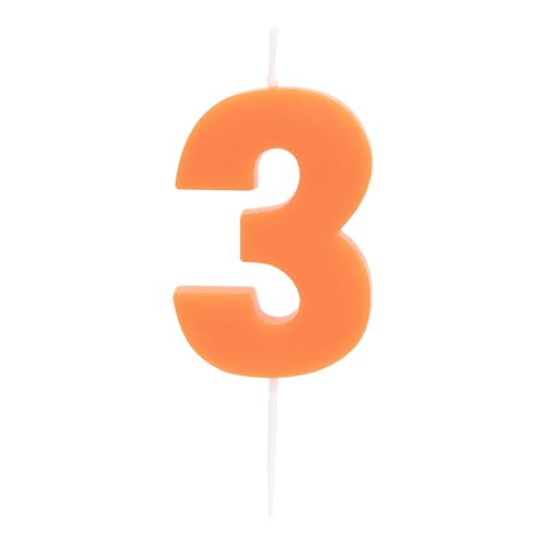 Idena 50083 - Zahlenkerze 3 in Orange, Geburtstagskerze aus Paraffinwachs, lebensmittelecht, Größe Zahl ca. 6 x 4 x 0,8 cm, Länge Spieß ca. 2,5 cm Idena 50083 - Zahlenkerze 3 in Orange, Geburtstagskerze aus Paraffinwachs, lebensmittelecht, Größe Zahl ca. 6 x 4 x 0,8 cm, Länge Spieß ca. 2,5 cm von Idena