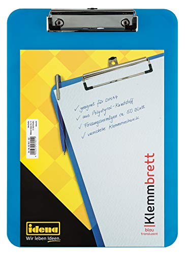 Idena 507051 - Klemmbrett für DIN A4 vernickelte Klemmmechanik, transluzent, blau Idena 507051 - Klemmbrett für DIN A4 vernickelte Klemmmechanik, transluzent, blau von Idena