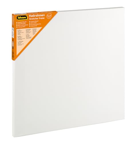 Idena 60032 - Keilrahmen mit Leinwand aus 100% Baumwolle, Grammatur 380 g/m², für Öl- und Acrylfarben, ca. 40 x 40 cm groß, weiß von Idena