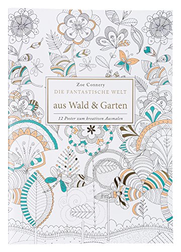 Idena 68142 - Malbuch für Erwachsene, Motiv Wald und Garten, 12 Blatt, zum Erschaffen von kreativen Kunstwerken, als Ausgleich zum Alltag und für Freizeit und Urlaub von Idena