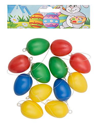 Idena 734542 - Kunststoffeier, 12er Pack, Größe 6 cm, Bunt, Eier, Ostern, Basteln, Dekoration, Osterei, Osterhase, Nest von Idena