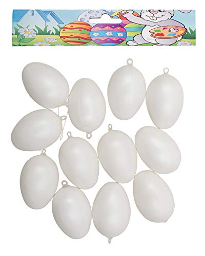Idena 734581 - Kunststoffeier, 12er Pack, Größe 6 cm, Weiß, Eier, Ostern, Basteln, Dekoration, Osterei, Osterhase, Nest von Idena