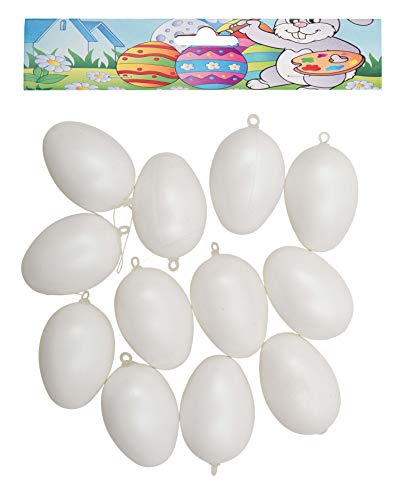 Idena 736364 - Kunststoffeier, 12er Pack, Größe 4 cm, Weiß, Eier, Ostern, Basteln, Dekoration, Osterei, Osterhase, Nest von Idena