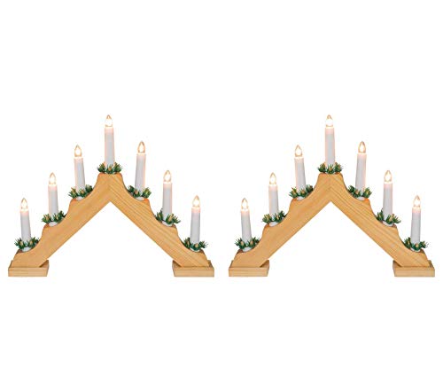 Idena 8582068 - Adventsleuchter aus naturfarbenem Holz mit 7 Kerzenlichtern (2) von Idena
