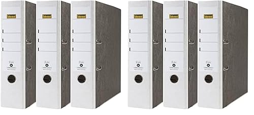 Idena 90083 - Ordner für DIN A4, 8 cm breit, Wolkenmarmor, weiß, 3 Stück (Packung mit 2) von Idena