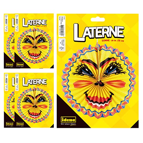 Idena 90121 - Laterne Sonne, 5 Stück, Durchmesser 26 cm, Lampion, Papierlaterne, Sankt Martin von Idena