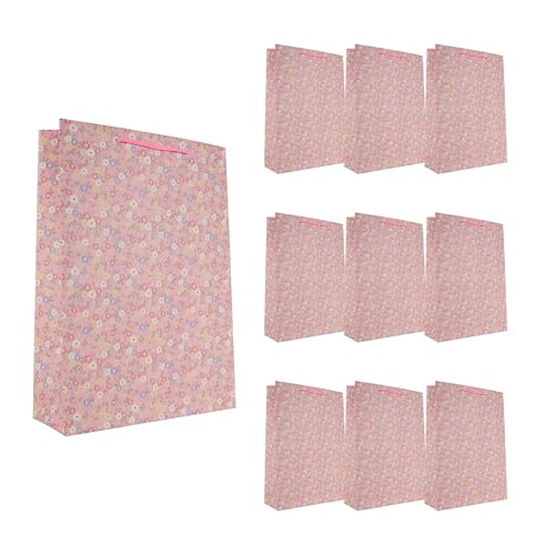 Idena 90229 - Geschenktüten Blumen, 10 Stück, Geschenktaschen in der Größe 25 x 34,5 x 8,5 cm, pinke Papiertüten mit bunten Blumen Idena 90229 - Geschenktüten Blumen, 10 Stück, Geschenktaschen in der Größe 25 x 34,5 x 8,5 cm, pinke Papiertüten mit bunten Blumen von Idena