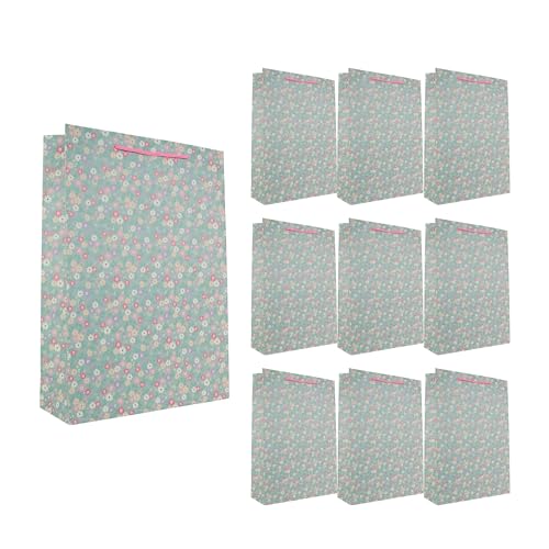 Idena 90231 - Geschenktüten Blumen, 10 Stück, Geschenktaschen in der Größe 18 x 23 x 8 cm, grüne Papiertüten mit bunten Blumen Idena 90231 - Geschenktüten Blumen, 10 Stück, Geschenktaschen in der Größe 18 x 23 x 8 cm, grüne Papiertüten mit bunten Blumen von Idena