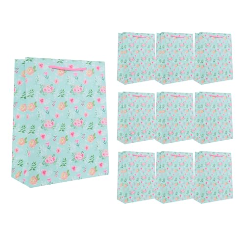 Idena 90234 - Geschenktüten Blumen, 10 Stück, Geschenktaschen in der Größe 18 x 23 x 8 cm, blaue Papiertüten mit Rosen Idena 90234 - Geschenktüten Blumen, 10 Stück, Geschenktaschen in der Größe 18 x 23 x 8 cm, blaue Papiertüten mit Rosen von Idena