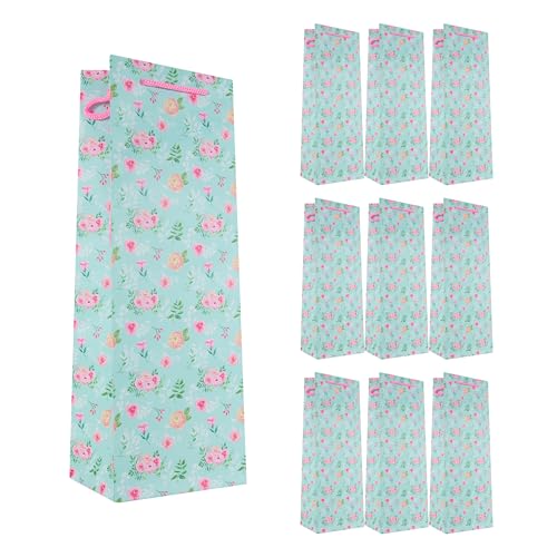 Idena 90236 - Flaschentaschen Blumen, 10 Stück, Geschenktaschen in der Größe 12,5 x 35 x 9 cm, blaue Papiertüten mit Rosen Idena 90236 - Flaschentaschen Blumen, 10 Stück, Geschenktaschen in der Größe 12,5 x 35 x 9 cm, blaue Papiertüten mit Rosen von Idena