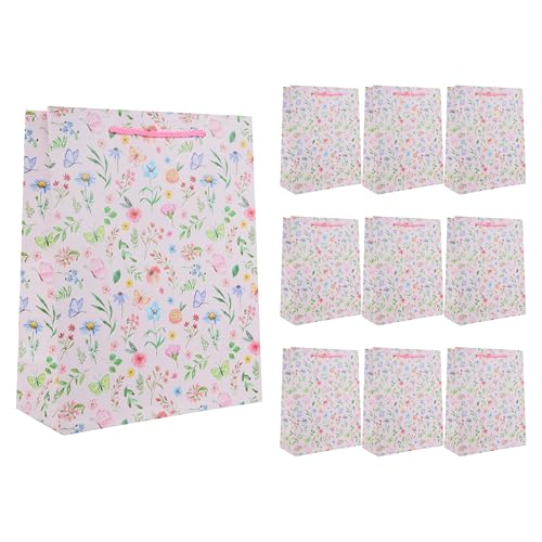 Idena 90237 - Geschenktüten Blumen, 10 Stück, Geschenktaschen in der Größe 18 x 23 x 8 cm, rosa Papiertüten mit bunten Blumen Idena 90237 - Geschenktüten Blumen, 10 Stück, Geschenktaschen in der Größe 18 x 23 x 8 cm, rosa Papiertüten mit bunten Blumen von Idena