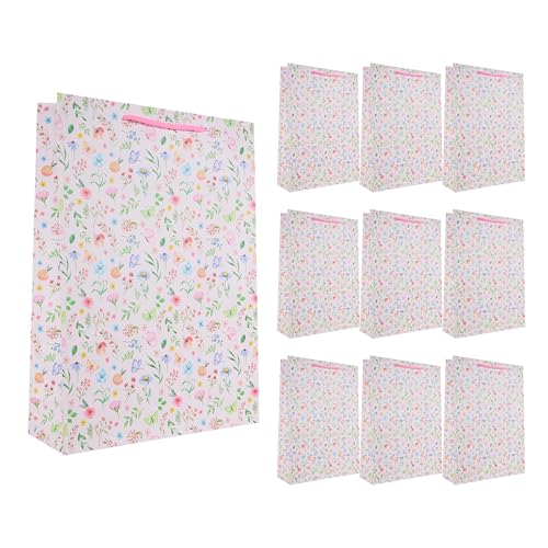 Idena 90238 - Geschenktüten Blumen, 10 Stück, Geschenktaschen in der Größe 25 x 34,5 x 8,5 cm, rosa Papiertüten mit bunten Blumen Idena 90238 - Geschenktüten Blumen, 10 Stück, Geschenktaschen in der Größe 25 x 34,5 x 8,5 cm, rosa Papiertüten mit bunten Blumen von Idena
