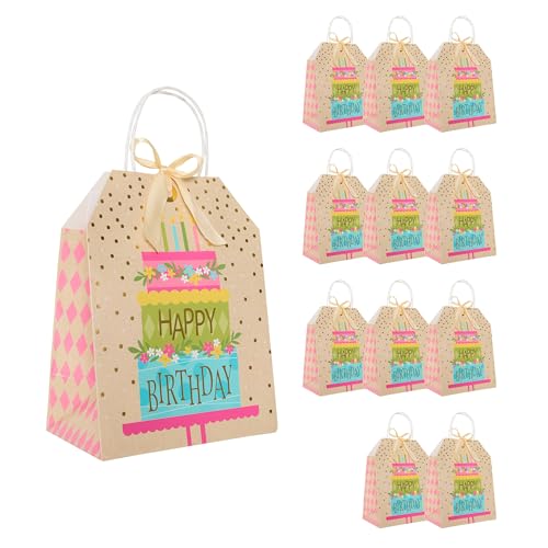 Idena 90241 - Geschenktüten Happy Birthday Torte, 12 Stück, Geschenktaschen in der Größe 19 x 25 x 11,5 cm, Papiertüten mit goldenen Punkten Idena 90241 - Geschenktüten Happy Birthday Torte, 12 Stück, Geschenktaschen in der Größe 19 x 25 x 11,5 cm, Papiertüten mit goldenen Punkten von Idena