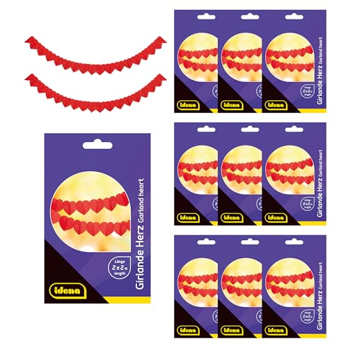 Idena 90253 - Herz Girlanden, ca. 2 m lang, 10 x 2 Papiergirlanden mit roten Herzen, Deko zum Valentinstag Idena 90253 - Herz Girlanden, ca. 2 m lang, 10 x 2 Papiergirlanden mit roten Herzen, Deko zum Valentinstag von Idena