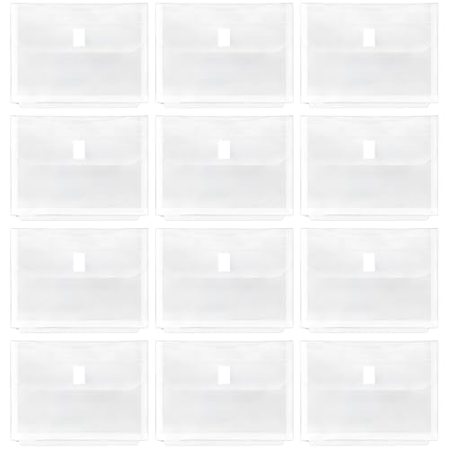 Idena 90262 - Dokumententaschen A5 aus Kunststoff, 12 Stück, Sortiermappen in Transparent mit Klettverschluss und 4-fach Lochung, ca. 24,6 x 18,8 cm von Idena