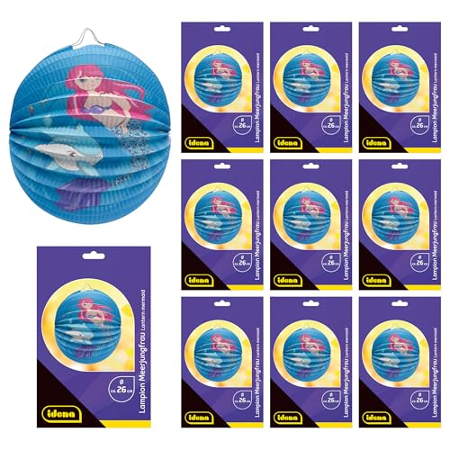 Idena 90284 - Lampion Meerjungfrau mit Delfin, 10 Stück, ca. Ø 26 cm, Blaue Papierlaternen mit Unterwassermotiv, Kinder Laterne für Sankt Martin und Lichterfest Idena 90284 - Lampion Meerjungfrau mit Delfin, 10 Stück, ca. Ø 26 cm, Blaue Papierlaternen mit Unterwassermotiv, Kinder Laterne für Sankt Martin und Lichterfest von Idena