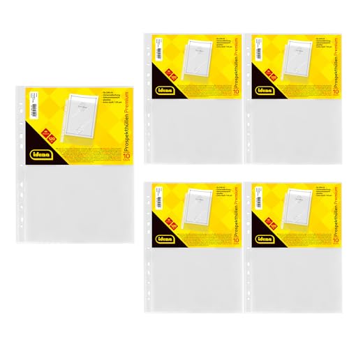 Idena 90370-50 Stück Klarsichthüllen A4 glasklar, Prospekthüllen aus Kunststoff 120µ Premium Qualität, dokumentenecht, Klarsichtfolien mit Universallochung Idena 90370-50 Stück Klarsichthüllen A4 glasklar, Prospekthüllen aus Kunststoff 120µ Premium Qualität, dokumentenecht, Klarsichtfolien mit Universallochung von Idena