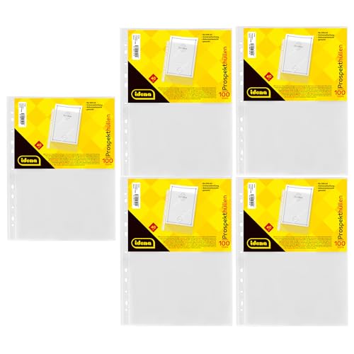 Idena 90371-500 Stück Klarsichthüllen A4 genarbt, Prospekthüllen aus Kunststoff 40µ, dokumentenecht, Klarsichtfolien mit Universallochung Idena 90371-500 Stück Klarsichthüllen A4 genarbt, Prospekthüllen aus Kunststoff 40µ, dokumentenecht, Klarsichtfolien mit Universallochung von Idena
