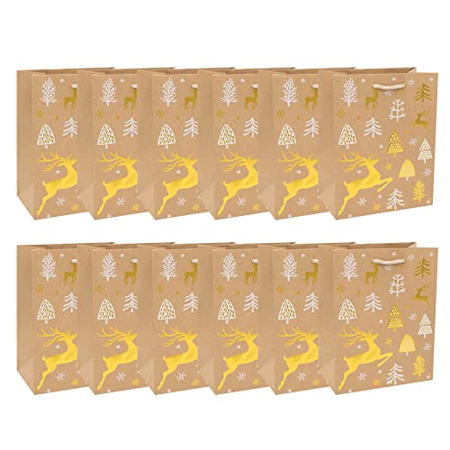 Idena 90807 - Geschenktüten Rentier, 12 Stück, 18 x 23 x 10 cm, Papiertüten, Geschenktaschen Go-Ren von Idena