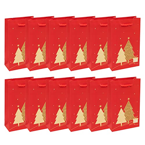 Idena 90816 - Geschenktüten Weihnachtsbaum, 12 Stück, 11 x 18 x 5 cm, Papiertüten, Geschenktaschen Tree Red von Idena