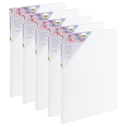 Idena 90953 - Keilrahmen mit weißer Leinwand aus 100% Baumwolle, 5 Stück ca. 30 x 40 cm, Grammatur 380 g/m², für Öl- und Acrylfarben Idena 90953 - Keilrahmen mit weißer Leinwand aus 100% Baumwolle, 5 Stück ca. 30 x 40 cm, Grammatur 380 g/m², für Öl- und Acrylfarben von Idena