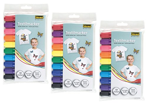 Idena Idena - Textilmarker für helle Stoffe, 10er Set (3, sortiert) von Idena