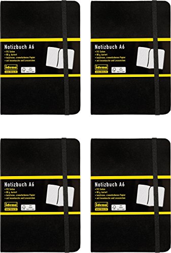 Idena - Notizbuch DIN A6, 192 Seiten, 80 g/m², schwarz (4, A6 kariert) von Idena