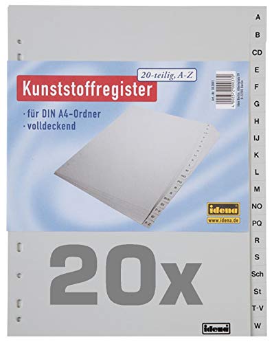 Idena - Register A - Z, DIN A4, 20-teilig aus Plastik 20er Pack von Idena