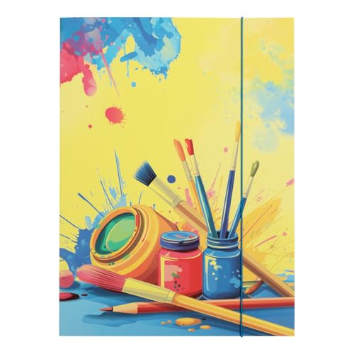 Idena - Sammelmappe Pinsel - DIN A3 mit Kunst-Motiv, Dokumentenmappe aus robuster Pappe, Postmappe mit Innenklappen und Gummizugverschluss Idena - Sammelmappe Pinsel - DIN A3 mit Kunst-Motiv, Dokumentenmappe aus robuster Pappe, Postmappe mit Innenklappen und Gummizugverschluss von Idena