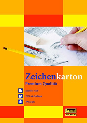 Idena Zeichenkarton DIN A4, 20 Blatt, 190 g/m², Premium Qualität (2er Pack) von Idena