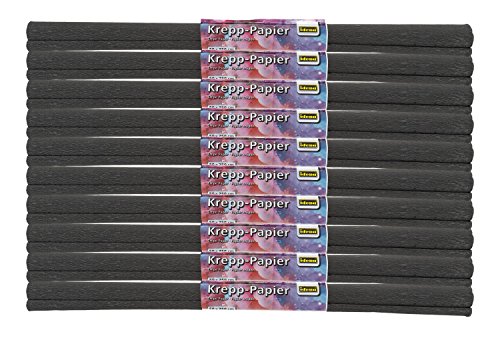 Krepppapier 60028 - 10 Rollen, je ca. 50 x 250 cm, schwarz von Idena