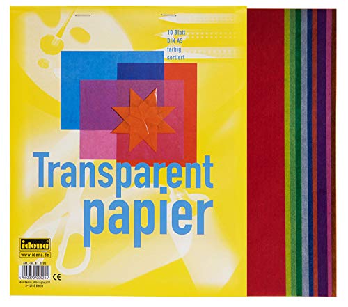 Transparentpapier A5, 10 Blatt, 1 Block, farbig sortiert von Idena