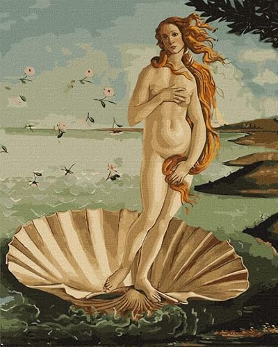 IDEYKA Geburt der Venus - Malen nach Zahlen für Erwachsene, einfaches Acryl-Malen nach Zahlen für Erwachsene, malen nach zahlen erwachsene mit rahmen,DIY-Malen nach Zahlen als Geschenk, 40х50cm von IDEYKA