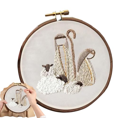 Idezek Krippen Stickset, Handgefertigtes Christliches Stickset, Weihnachts Kreuzstich Set, Gestempeltes Nadelspitzen Set mit Anleitung für Anfänger, Stickset für Die Dekoration Ihres Zuhauses von Idezek