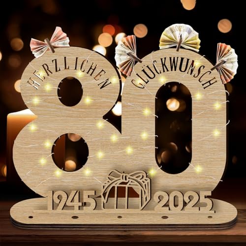 Idota 2025 80 Geburtstag Deko Holz-Schild mit LED Gästebuch, Geschenke zum 80 Geburtstag Mann, 80 Geburtstag Geschenke Frauen Deko, 80 Geburtstag Mann Geschenk, Personalisierbares Geschenk Idota 2025 80 Geburtstag Deko Holz-Schild mit LED Gästebuch, Geschenke zum 80 Geburtstag Mann, 80 Geburtstag Geschenke Frauen Deko, 80 Geburtstag Mann Geschenk, Personalisierbares Geschenk von Idota