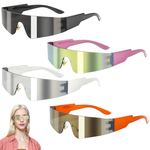 Idota 4 Stück Futuristische Sonnenbrille Partybrille Rave Space Brille Randlose Y2k Sonnenbrille Schnelle Alien Brille Set für Rollenspiel Halloween Cosplay Faschingsparty Idota 4 Stück Futuristische Sonnenbrille Partybrille Rave Space Brille Randlose Y2k Sonnenbrille Schnelle Alien Brille Set für Rollenspiel Halloween Cosplay Faschingsparty von Idota