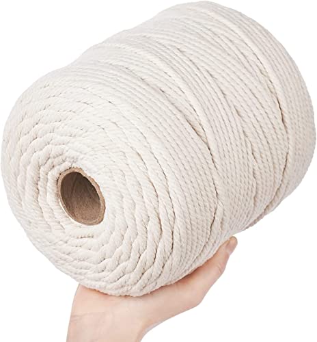 Idrese Makramee Garn 4mm x 300m Baumwollschnur Boho Deko 100% Baumwolle Natürliche Baumwollgarn Baumwollkordel für DIY Handwerk wie Makramee Wandbehang,Wandteppichen von Idrese