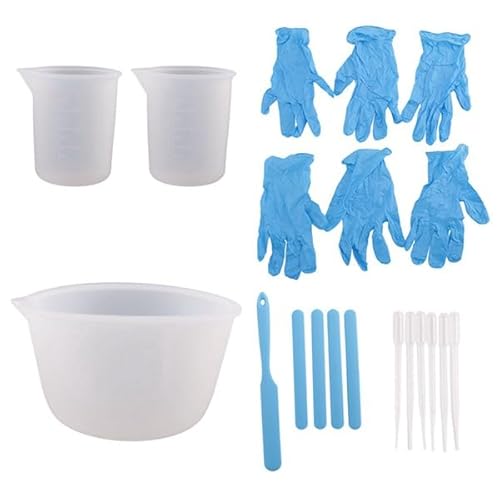 Iegefirm Silikon-Messbecher-Set für Epoxidharz, 600- und 100-Ml-Mischbecher, Silikonspatel, Handschuhe Epoxidharz, Leicht zu Reinigen, Perfekt Zum Mischen Von Kunstharz Zur Schmuckherstellung Iegefirm Silikon-Messbecher-Set für Epoxidharz, 600- und 100-Ml-Mischbecher, Silikonspatel, Handschuhe Epoxidharz, Leicht zu Reinigen, Perfekt Zum Mischen Von Kunstharz Zur Schmuckherstellung von Iegefirm